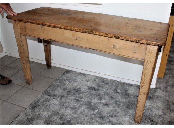 Primitive Pine Single Drawer Small Harvest Table, Ca. 1840   (471)
