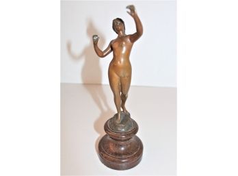 Signed Bronze Nude Figure On  Marble Base, 10'H, Iffland, H. Glandenbeik & Son   (473)