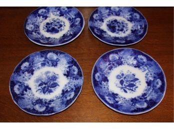 Group Of 4 Antique Flo Blue Plates 'Roses' By V&B, 8' Each  (450)