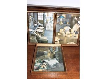 Antique Group Of 3 Shadow Box Framed Country Store Prints, 9'x 11.5'   (427)