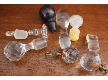 Assorted Antique 8 Misc. Glass Stoppers & 2 Faceted Hanging Ball Prisms   (484)