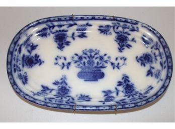 Antique Oval Flo Blue Platter, 11'x 7'  (451)