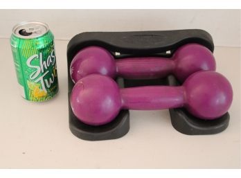 Pair Of 8 Pound Danskin Exercise Weights With Stand, 9' Long   (465)