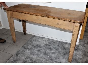 Primitive Pine Single Drawer Small Harvest Table, Ca. 1840   (471)