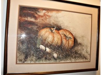 Framed/Matted Print Of Pumpkin Gourds, Roger Kararowski, 38'x28'   (349)