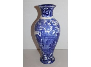 Wedgewood Blue/White Transfer Vase, Errara, 12'H    (354)