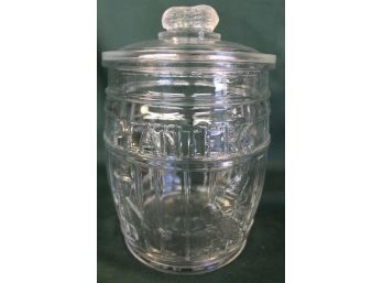 Embossed Clear Glass  Planters Peanut Jar With Lid, 10'H    (226)