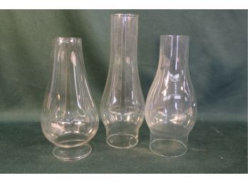 3 Antique Glass Chimneys To Fit -3', 3', 2.5' Burners  (239)