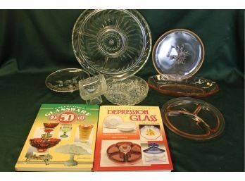 Depression Era Glassware, 2 Reference Books, More  (pink Glass As Is)    (8)