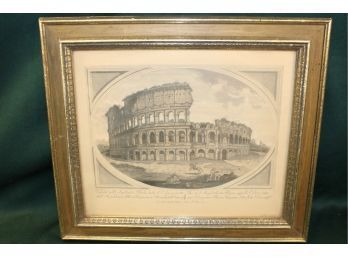 Framed Chromolithograph Of Italian Colosseum, Ca 1800, 15'x 13'   (45)