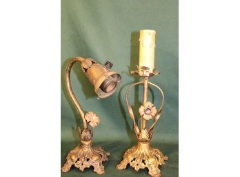 Antique 2 Small Electric Lamp Bases, 10' & 13'H   (234)