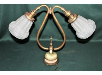 Double Shaded Brass & Onyx Desk Lamp    (327)