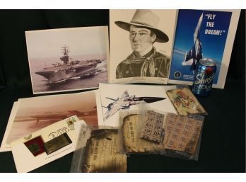 Paper Lot -war Rations Books, License Stamps, 1st Day Issue 1998 Bobby Jones, Gold Leaf Stamp, Navy   (280)
