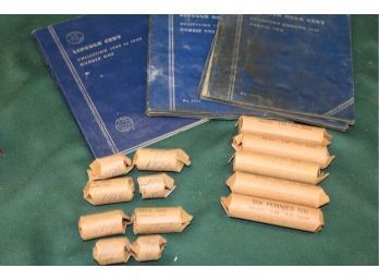 Rolls Of Lincoln Pennies, 1917-1961, 3 Coin Books With Some Pennies  (271)