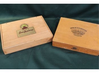 Two Vintage Wood Cigar Boxes With Tools And Electronic Components   (322)
