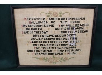 Antique Framed 'Lord's Prayer' Sampler, 15'x 12'  (250)