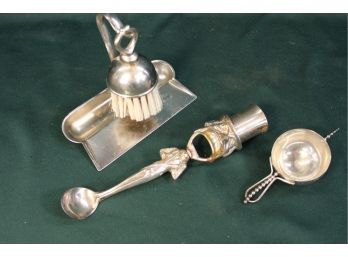 3 Pieces Antique Barware - Measure, Opener/spoon/corkscrew Measure, Silent Butler  (127)