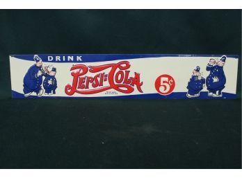 Vintage Embossed Pepsi Cola Tin Keystone Cops Sign,  22'x 4.25'   (251)