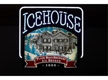 Vintage  Ice House Neon Beer Sign, Blue And White, 21'x 21'    (246)
