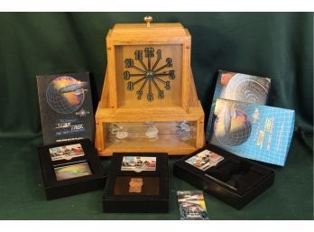 Star Trek Collectibles - 3 Boxes Unopened Trading Cards & Handmade Clock With 3 Ship  Models   (58)