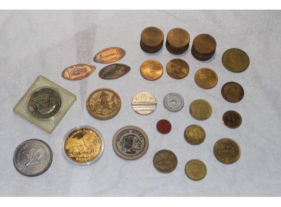 Vintage Tokens, Wooden Nickels And Elongated Pennies