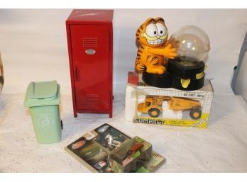 Toys ~ Miniature Metal Locker, Trash Can, Garfield Gumball Machine ....