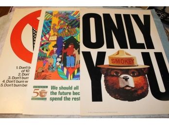 3 Vintage Forestry / Smokey The Bear 'Prevent Forest Fires' Posters