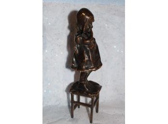 Bronze Sculpture By Juan Clara 'girl With Shoe'