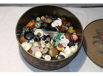 Vintage Tin Of Buttons
