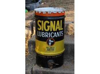 Vintage 'signal' Oil  Company 120 Lb Gear Lubricant Drum / Can