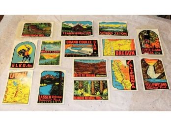 Vintage Travel Souvenir Decals ~ Yellowstone, Lewis & Clark Cavern, Lassen