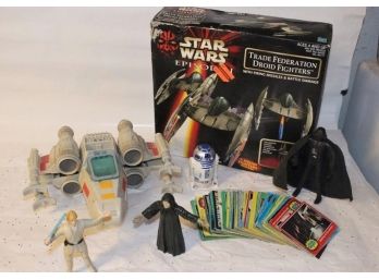 Vintage Star Wars Action Figures, Gun Ships And Trading Cards
