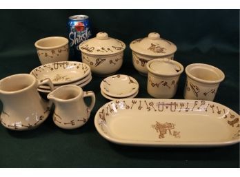 2- 4' Covered Bowls, 2 Creamers, 3- 5' Oval Bowls, 2 Rare Butter Pats, Jars, Tray Tepco Western 'Brands'  (69)