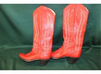 Vintage Pair Of Larry Mahan Leather Ladies Boots , Size 8N, Texas , Ca 1979(350)