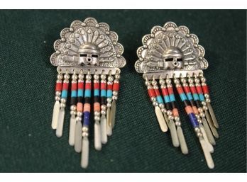 Pair Of Silver & Turquoise & Coral & More Earrings (145)