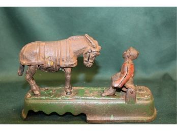 Antique Working Cast Iron Mechanical Bank 'Always Did 'spise A Mule', 10' Long  (74)