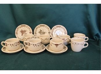 6 Tepco Western 'Brands' Cups And Saucers And 2 Extra Cups  (59)