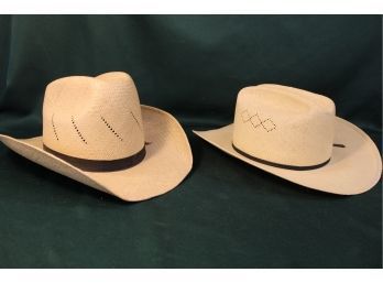 2 Cowboy Hats - Larry Mahan Hat By Mahan Hat Co., Size 7 1/8, Shanntang Hand Woven & Panama Size 58  (353)