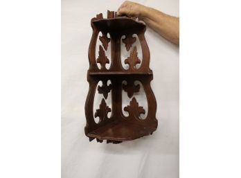 Antique Black Walnut Hanging Open Carved Bric-a-brac Shelf, 26'x 9'  (199)