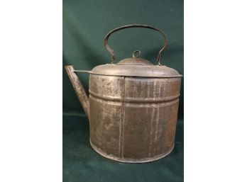 Antique Galvanized Handled & Spouted Pot, Repaired, 20' Long    (271)