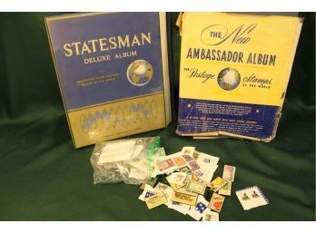 1957 Stamp Album W/some Stamps, 1966 Album W/no Stamps & Many Uncanceled Stamps (251)