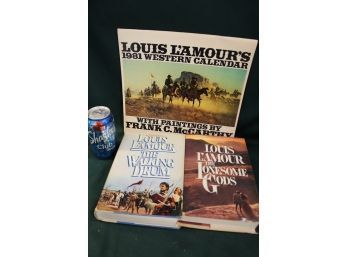 2 Louis L'amour Books & 1981 Calendar W/paintings By Frank McCarthy  (118)