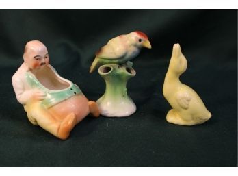 3 Antique Figurines - (one Czech And One Bauer)  (370)