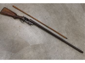 L.C. Smith 12 Gauge Shotgun - DaMacus Barrel, Double Hammer & Double Triggers, No Fore Arm  (122)