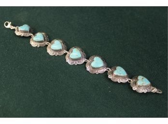 Antique  Quoc Trading Co, Albuquerque, Sterling & Turquoise Bracelet, 7'  (146)