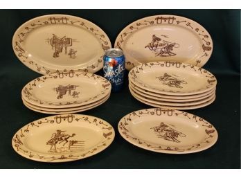 Two 12' & Ten 10' Tepco Western Traveler  'Brands' Oval Platters   (58)