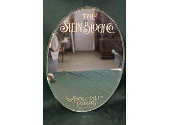 Antique Oval Beveled Glass Advertising Mirror, 'Steinblock Co.' Wholesale Tailors, Etched, 14'x 20'  (214)