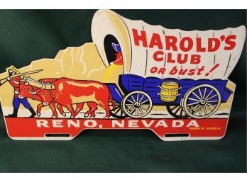 Vintage Metal Harold's Club, Reno License Plate Topper  (101)