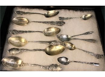 11 Sterling Spoons In Reiker Case - 5 Demitasse & 6 Teaspoons, 5.06 Oz T (187)