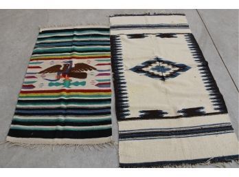 Woven Mexican  Wool  Rug 44x 24',  Mexican Woven Wool Poncho 56x 28' (136)